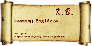 Kvassay Boglárka névjegykártya