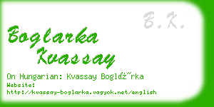 boglarka kvassay business card